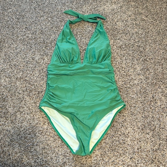 Cupshe V Neck Halter Backless Ruched Tummy Control Women's Swimsuit Size L - Picture 1 of 7